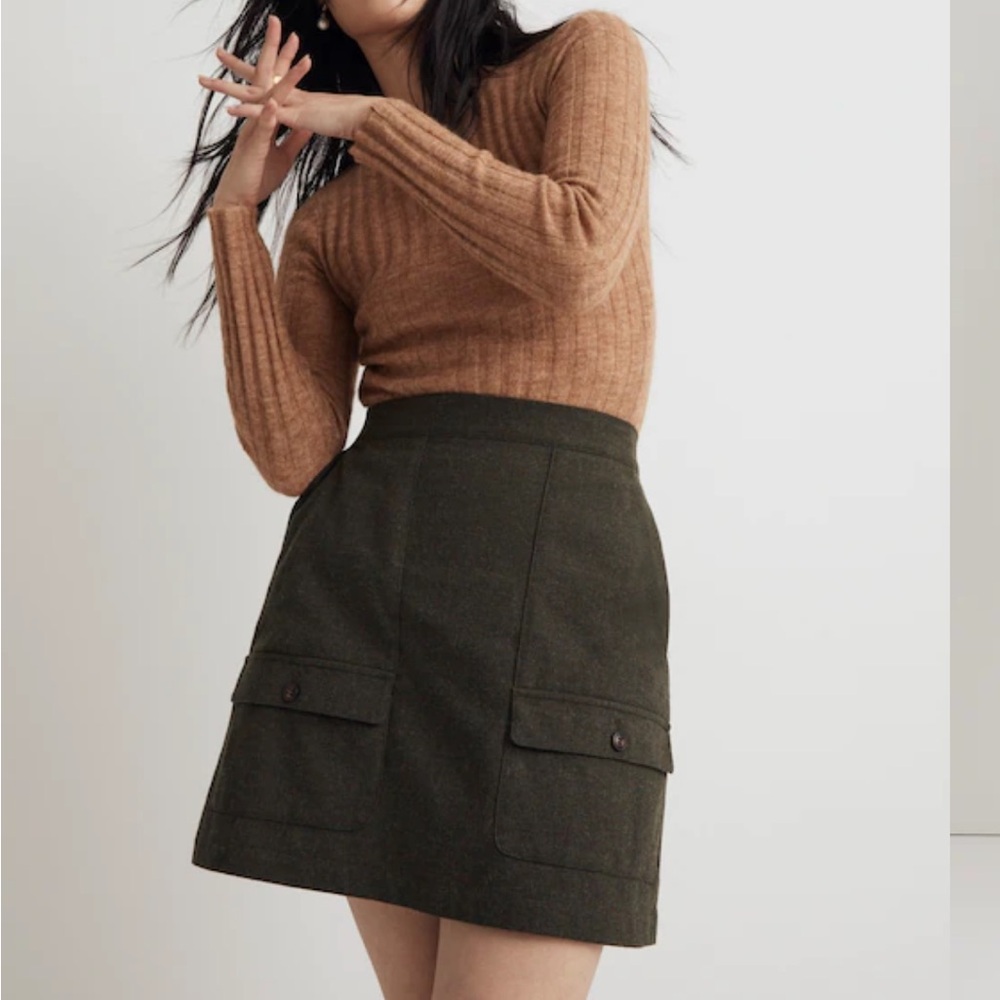 NWT Madewell Olive Green Wool Blend Skirt 00